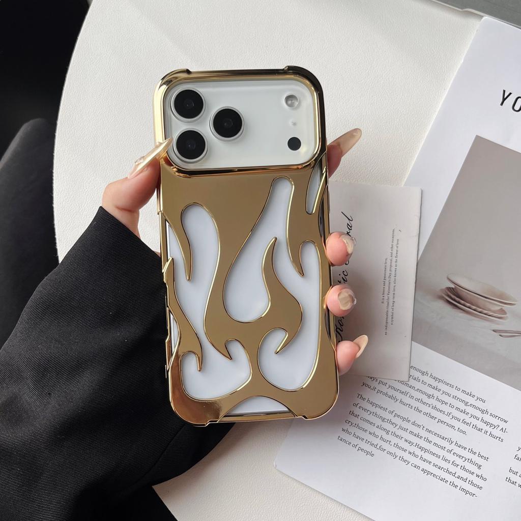 Силиконовый чехол с 3D полым узором «Пламя» с покрытием для iPhone 17 Air 16 15 14 13 12 11 Pro Max Plus, с рассеиванием тепла, мягкий бампер