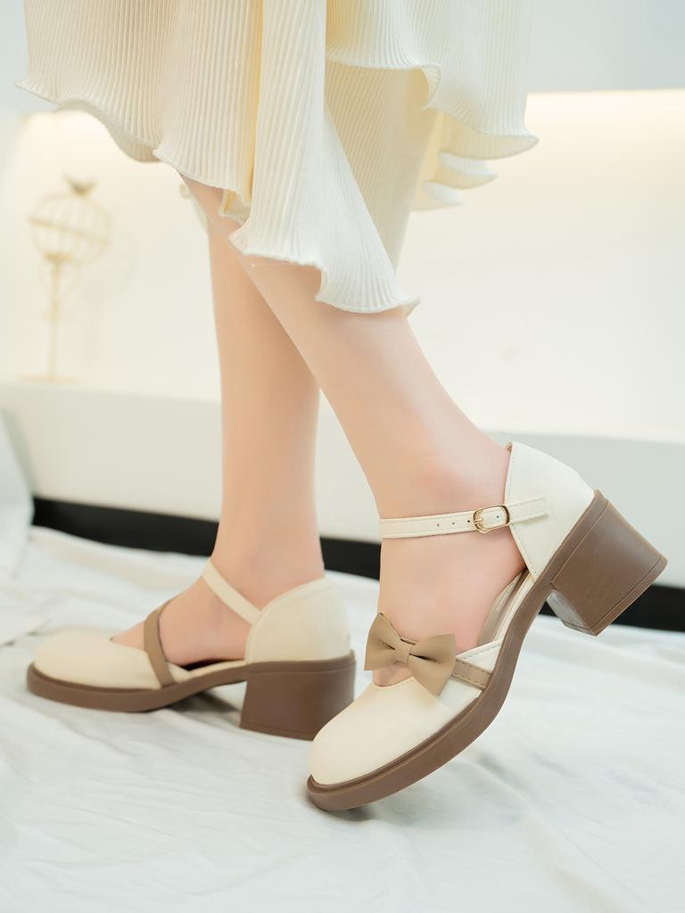 Comfortable Little Leather Shoes for Women 2025 Spring New Style French Beautiful Small Heel Shoes