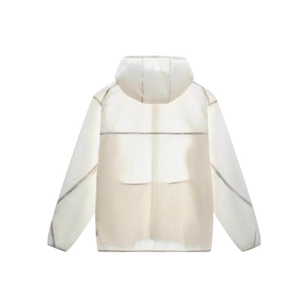 Li-Ning Спортивная стильная куртка с капюшоном и длинными рукавами, однотонная, с защитой от солнца, мужские куртки, цвет Off-White AFDT163-11