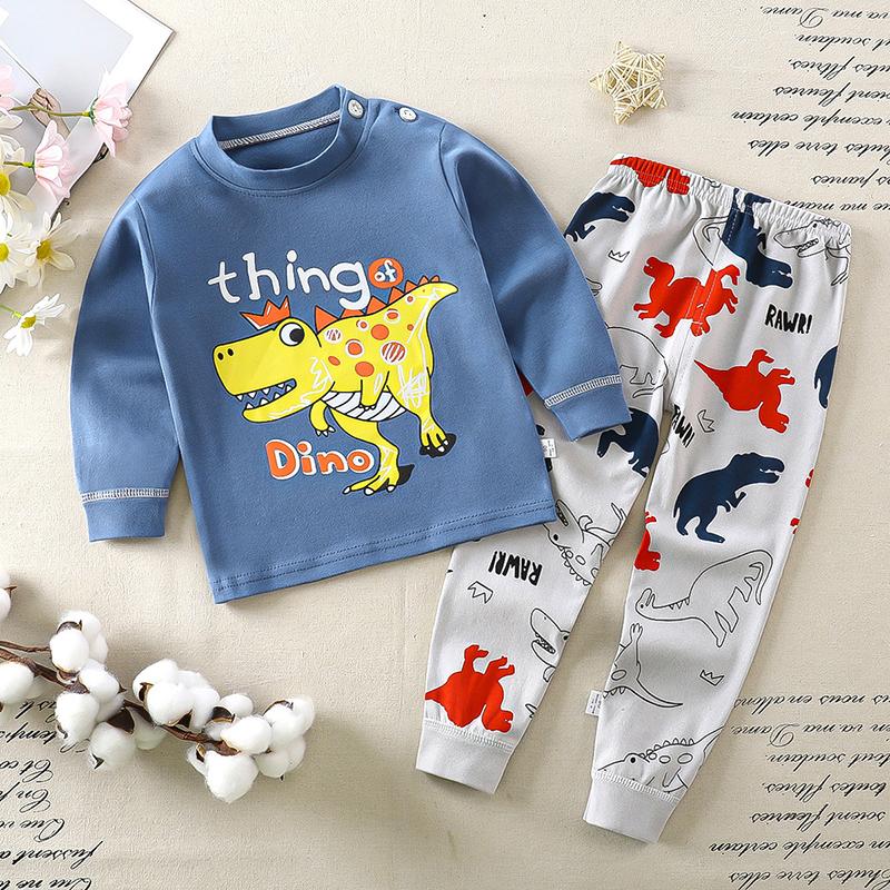 Winter Kids Long Sleeve O Neck T Shirt Pants Set Casual Baggy 2pcs Suit Cotton Cartoon Printes Outfit
