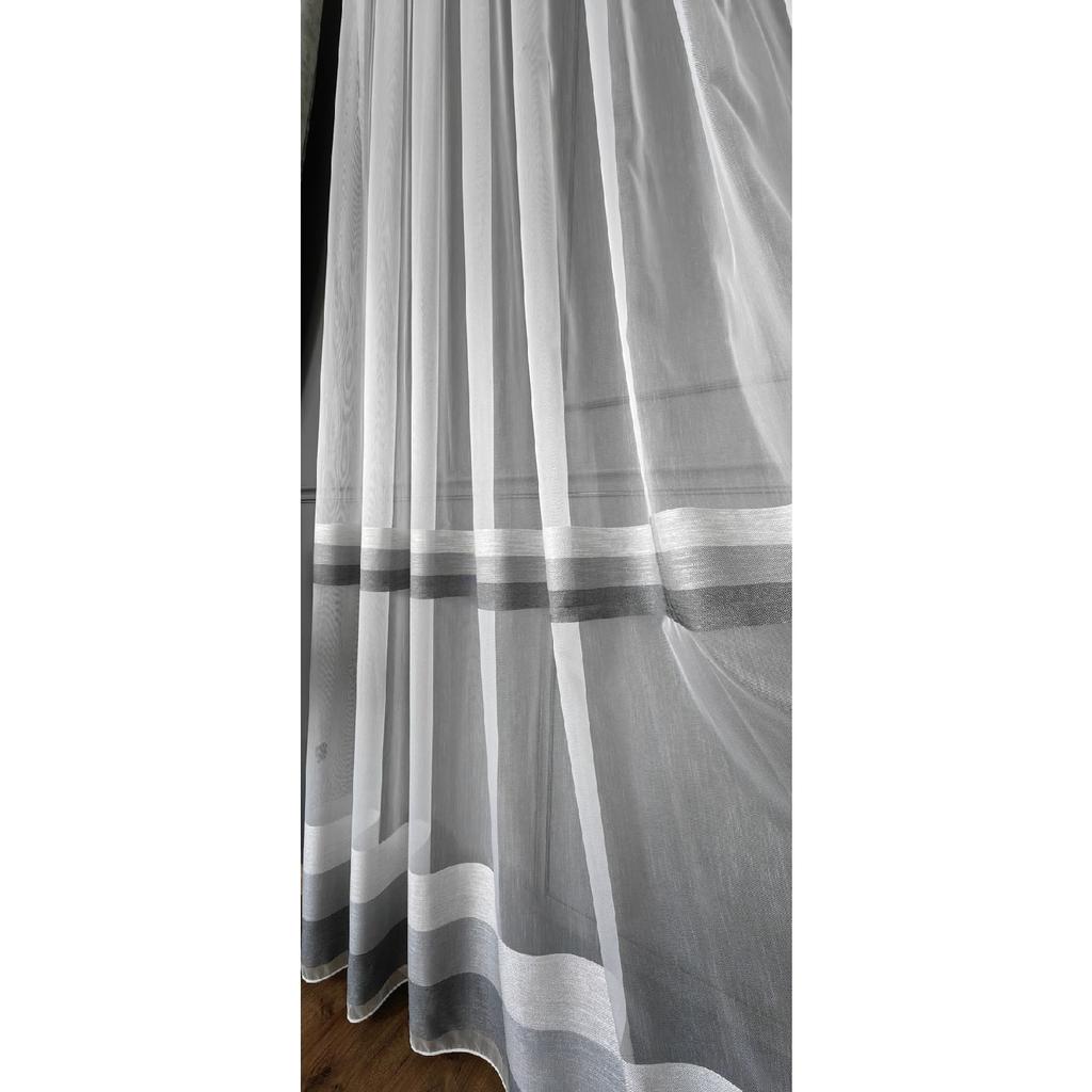 Серый антрацитовый горизонтальный полосатый 1/3 плотная складка тюль экрю занавеска Не мнется Не требует глажки