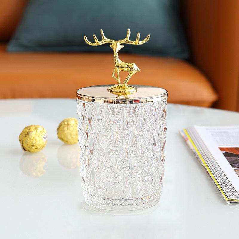 Элегантная скандинавская золотая стеклянная банка для хранения ватных палочек и зубочисток