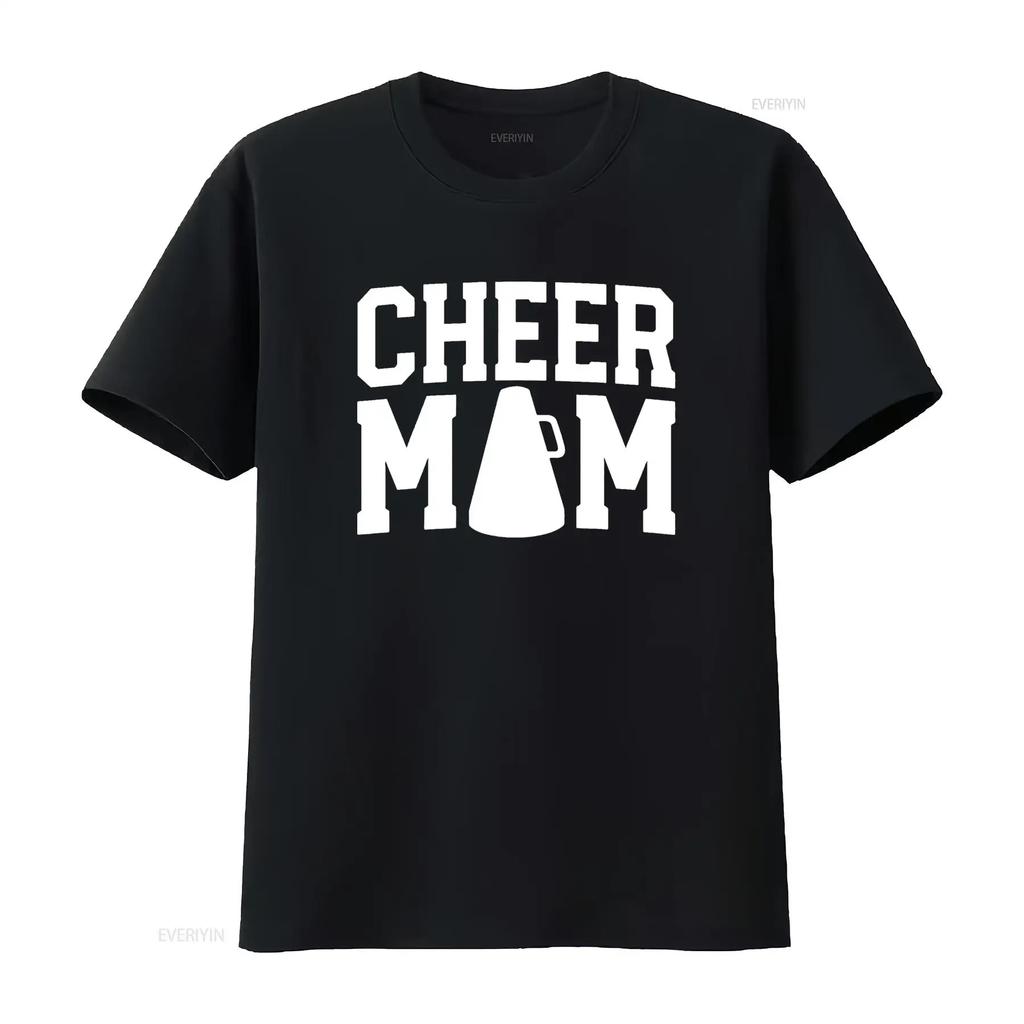 Футболка 'Cheer Mom' для женщин Мать чирлидерши винтажная стираная удобная дизайнерская одежда мягкая повседневная мужская с принтом