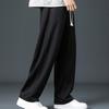 Men Sport Pants Loose Straight Wide Leg Drawstring Elastic Waist Soft Breathable Solid Color Gym Traning Jogging Sweatpants Full Length Trousers