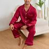 Men Sleepwear Autumn Pajama Sets Long Sleeve Tops with Trousers Pajama Pj Sets Soft and Comfortable Satin Loungewear Set