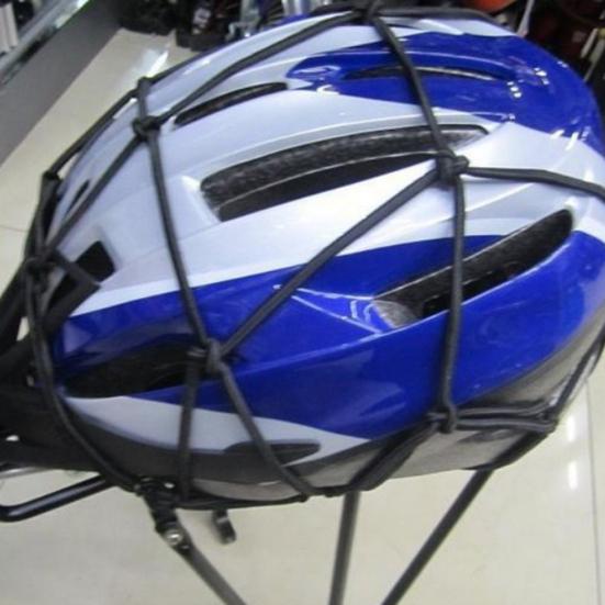 Bike Rear Cargo Net Elastic Storage Organizer Net with Hook Simple Installation Universal Fit Bicycle Rear Helmet Holder Net