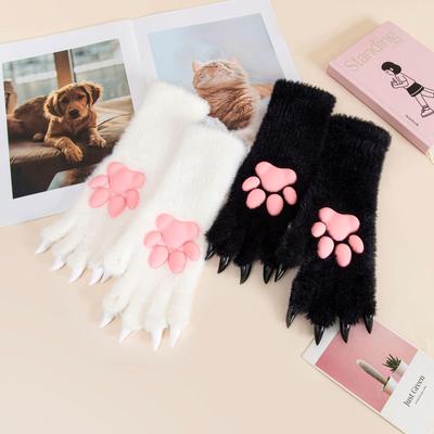 Трансграничные Хэллоуин Косплей Теплые Плюшевые Перчатки Лапы Кошки - Мультяшный Котенок Фурсьют