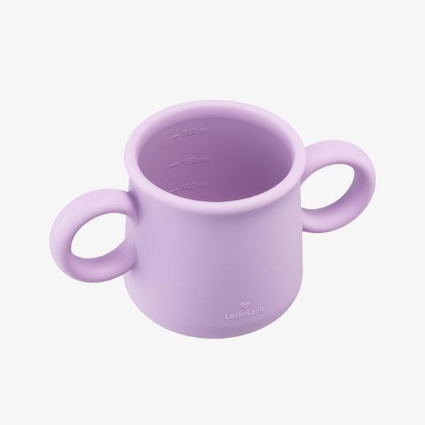 Lock&Lock Little Rub Silicone Straw Cup for Infants 200ml + 2 Types of Dedicated Straws, Lavender (cup/cross Straw), Yellow (broken Straw), 1 Set