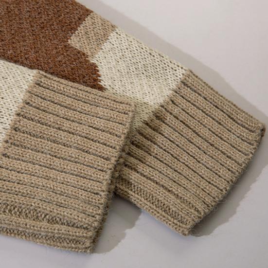 Winter Sweater Anti-pilling Print Long Sleeve Great Vintage for Daily Wear