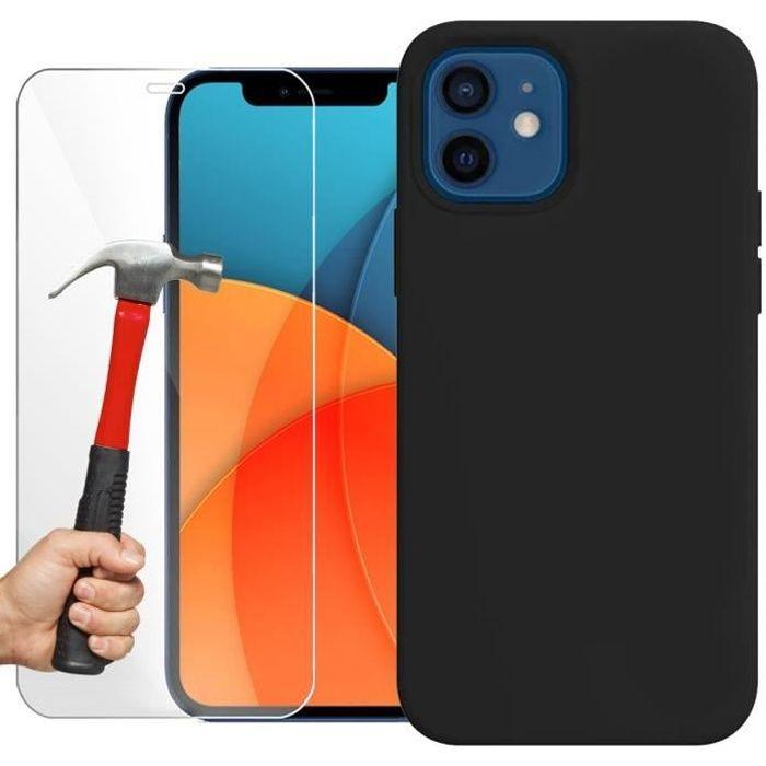 Чехол для iPhone 13 Pro - E.F.Connection - Черный силикон - Нескользящий - 2 Закаленных стекла - Защита экрана