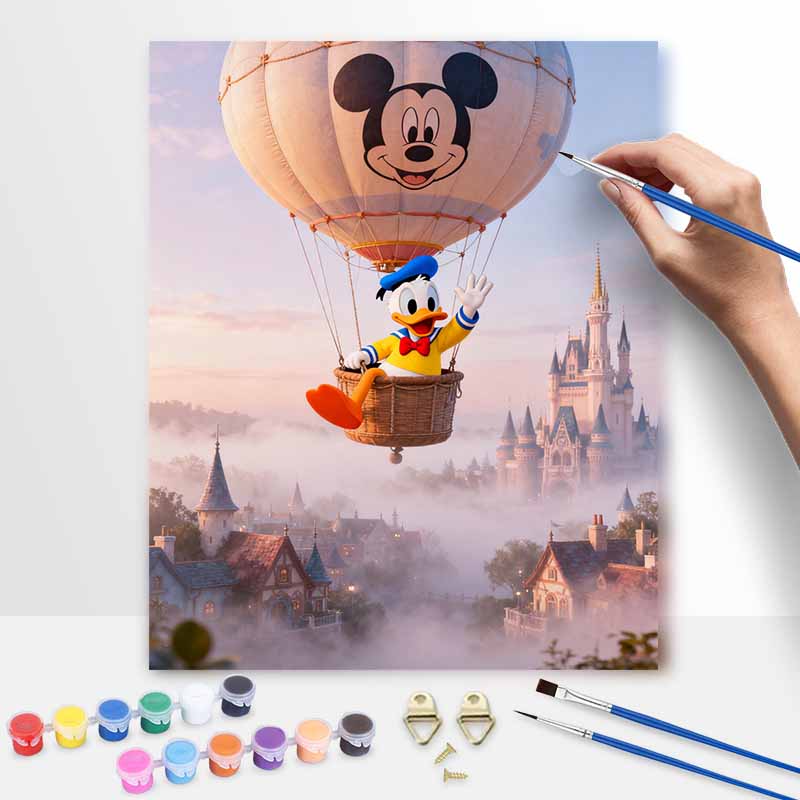 Disney Цифровой набор для рисования маслом Арт-набор Дональд Дак Воздушный шар Замок Ручная раскраска Картина Декор для дома