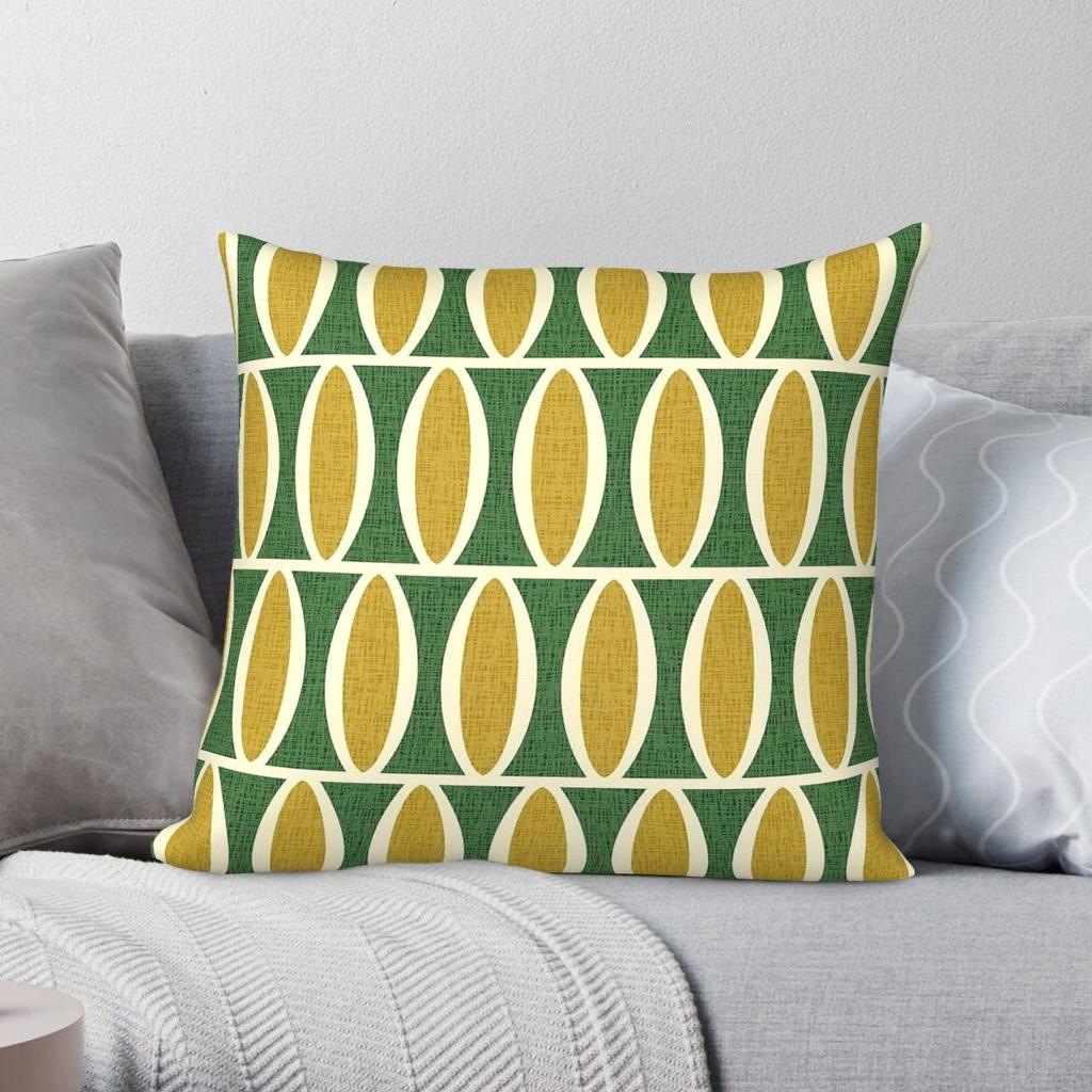Retro Mid Century Modern Oval Pillowcase Polyester Linen Velvet Printed Zip Decor Sofa Cushion Cover x