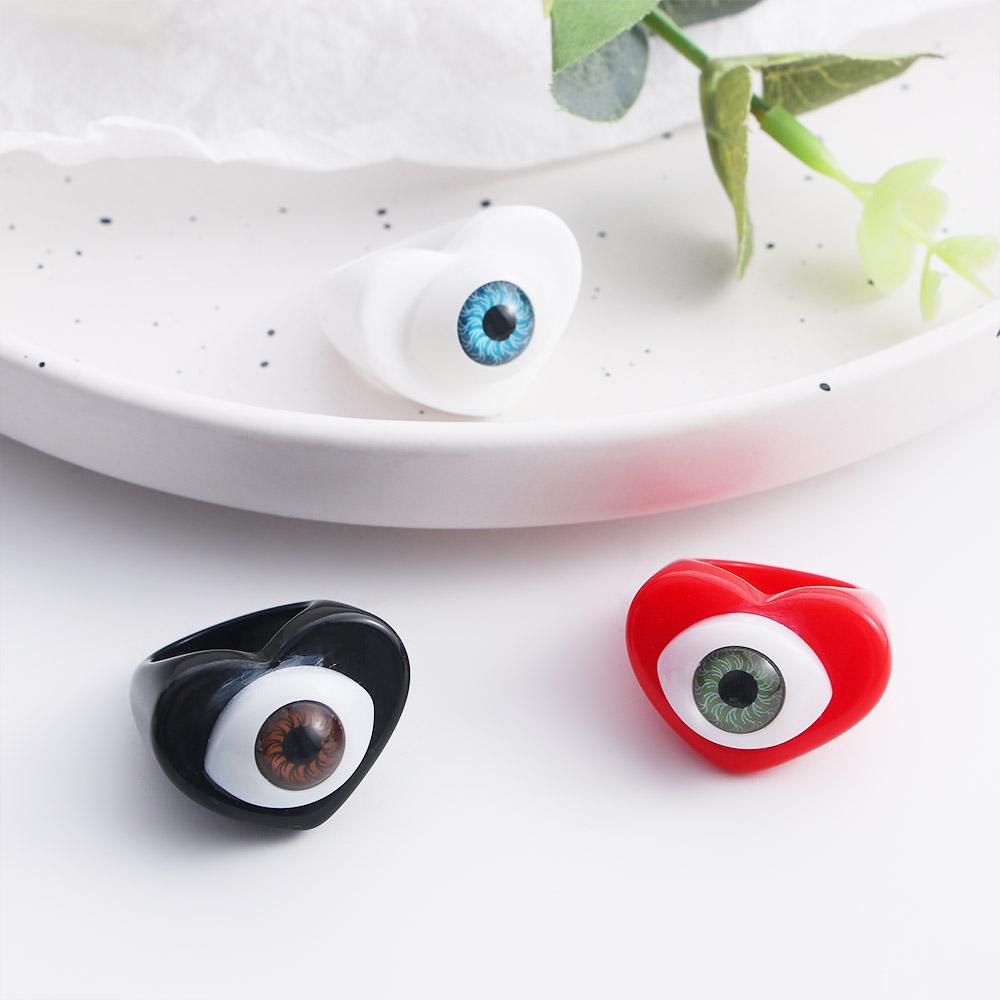 Korean Goth Style Candy Color Women Cartoon Finger Ring Demon Eye Ring Jewelry Gifts Resin Ring