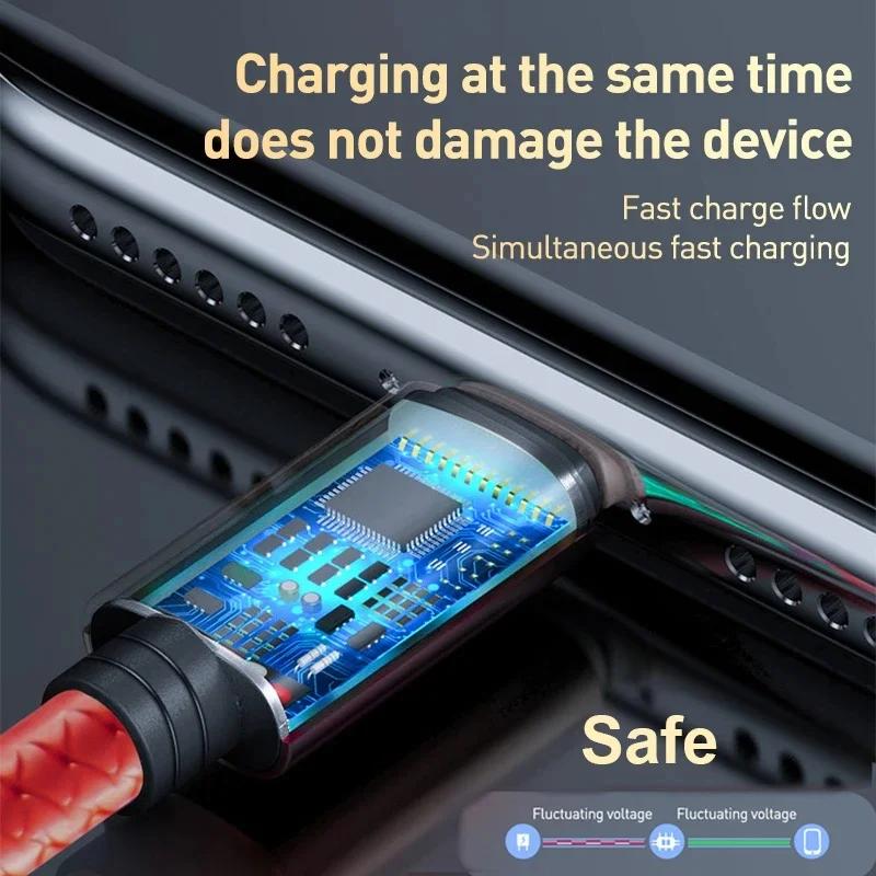 3 в 1 2.4A зарядный кабель для iPhone Xiaomi Poco Micro USB Type C зарядный кабель многопортовый несколько USB-провод для зарядки