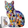 Кошачья головоломка Цветной котенок Неправильная сборка Игрушка Растегивающаяся Деревянная Особой формы Головоломка