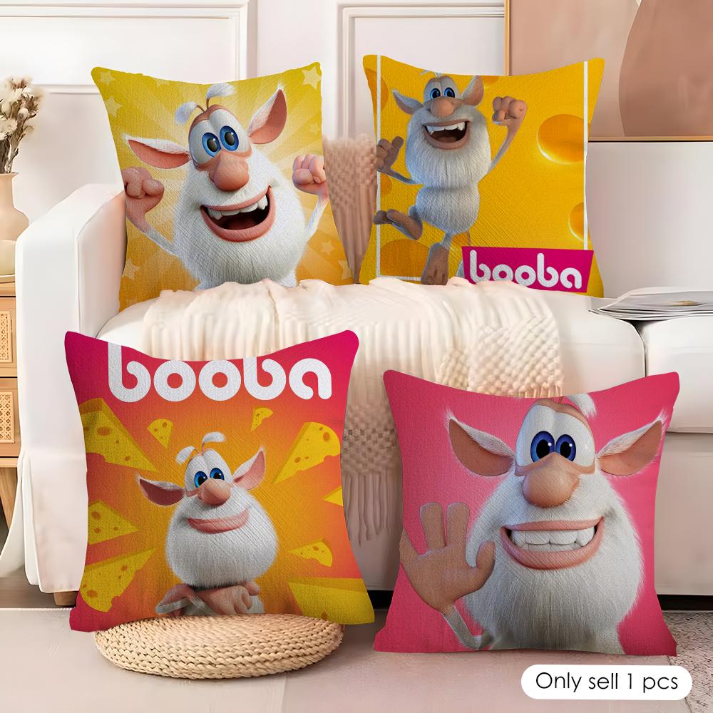 Cute FourbobBooba Cushion Cover Natural Linen Organic Fabric DoubleSided Printing Couch Pillow Covers Home Decor