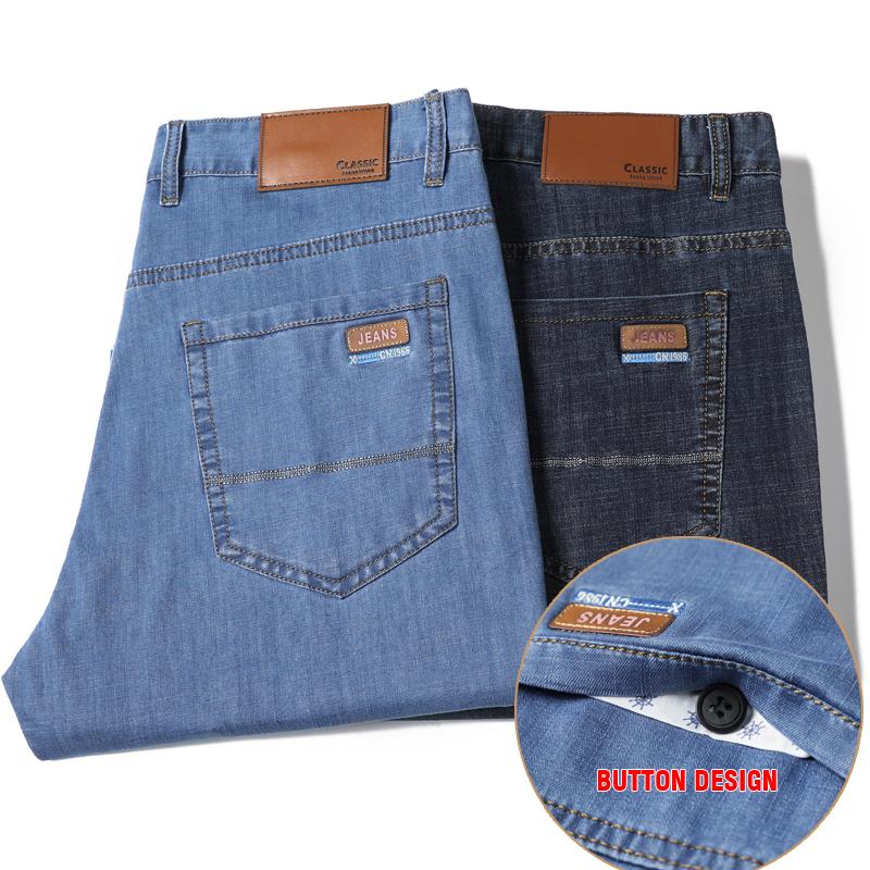 Summer Men's Thin Short Jeans Business Fashion Classic Style Light Blue Elastic Force Denim Shorts Male Brand Clothes