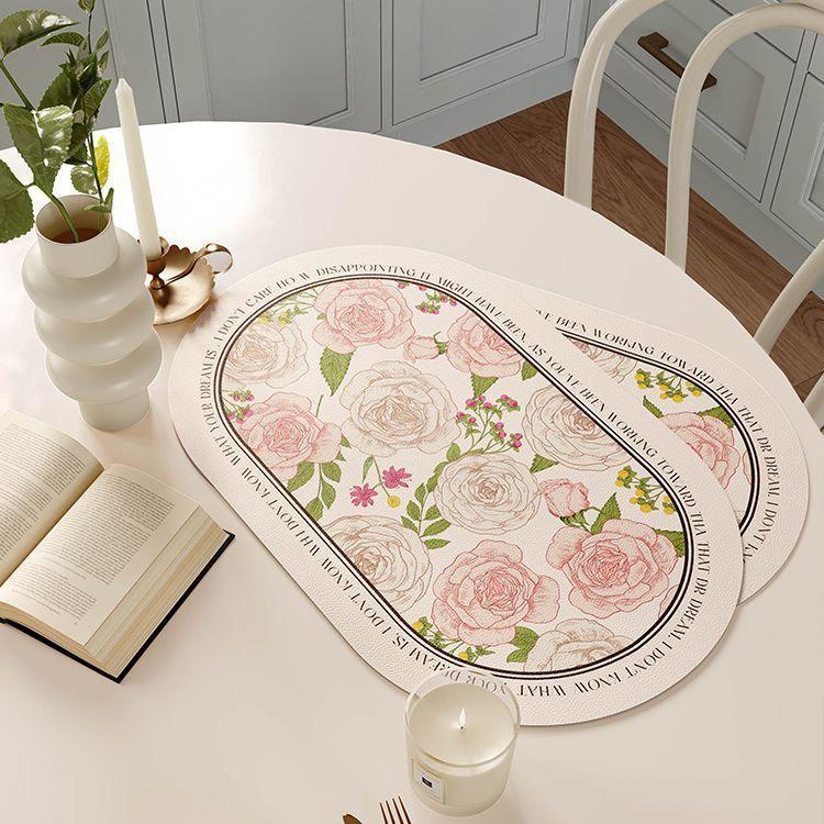 Роскошный розовый водонепроницаемый кожаный коврик для столовых приборов - изолированный коврик для стола - маслостойкий коврик для тарелок