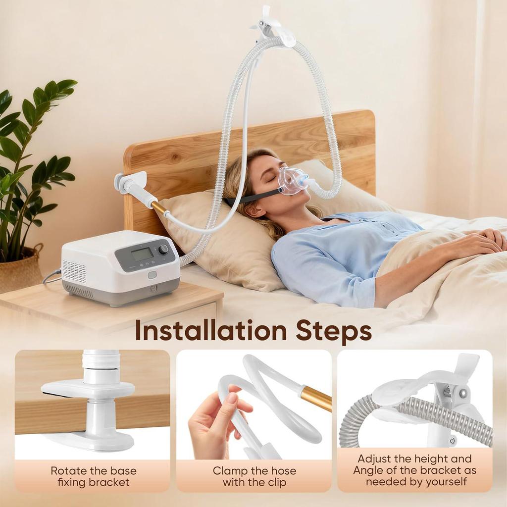 Зажим-держатель для шланга аппарата CPAP/APAP с подачей кислорода для прикроватной опоры