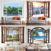 Имитация оконного пейзажа Декоративный гобелен Украшение стены дома Офис Гостиная Гобелен