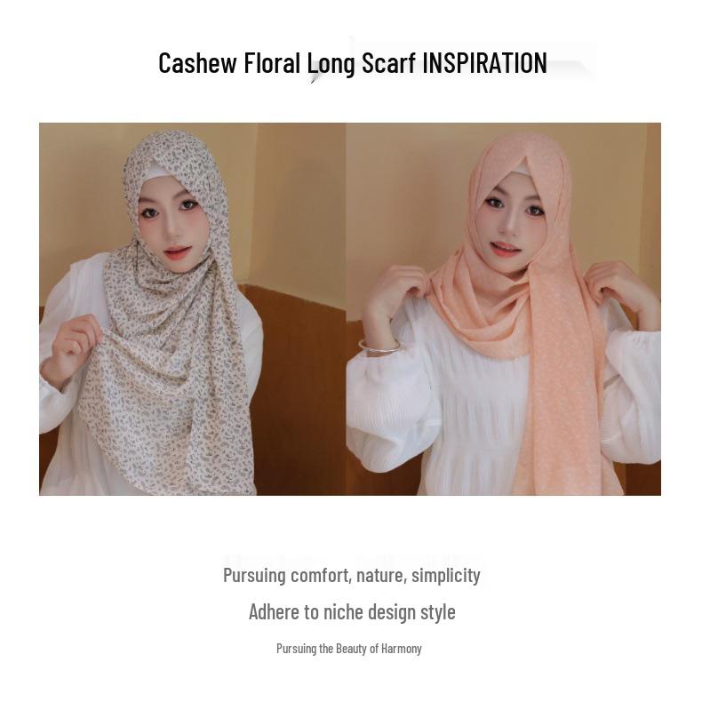 Spring/Summer 2025 Floral Chiffon Scarf Shawl for Sun Protection