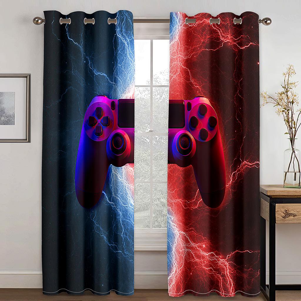 3D E-Sports Gamepad Game Controller Video Boy Kids Child Winodw Drape Curtains Set for Living Room Bedroom 2 Pieces Free Shiping