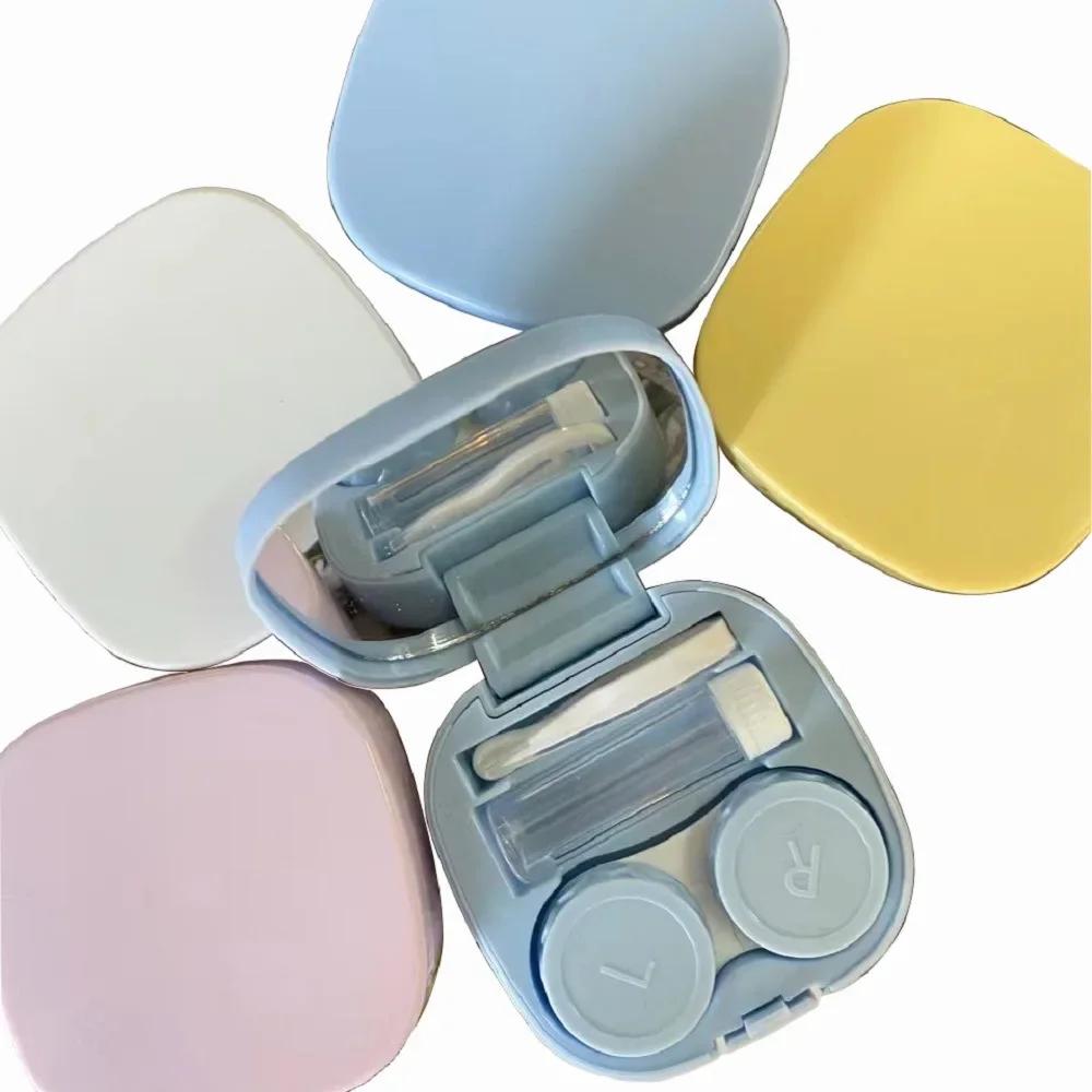 Портативный футляр для контактных линз, простой, сделай сам, гладкий овальный футляр для контактных линз