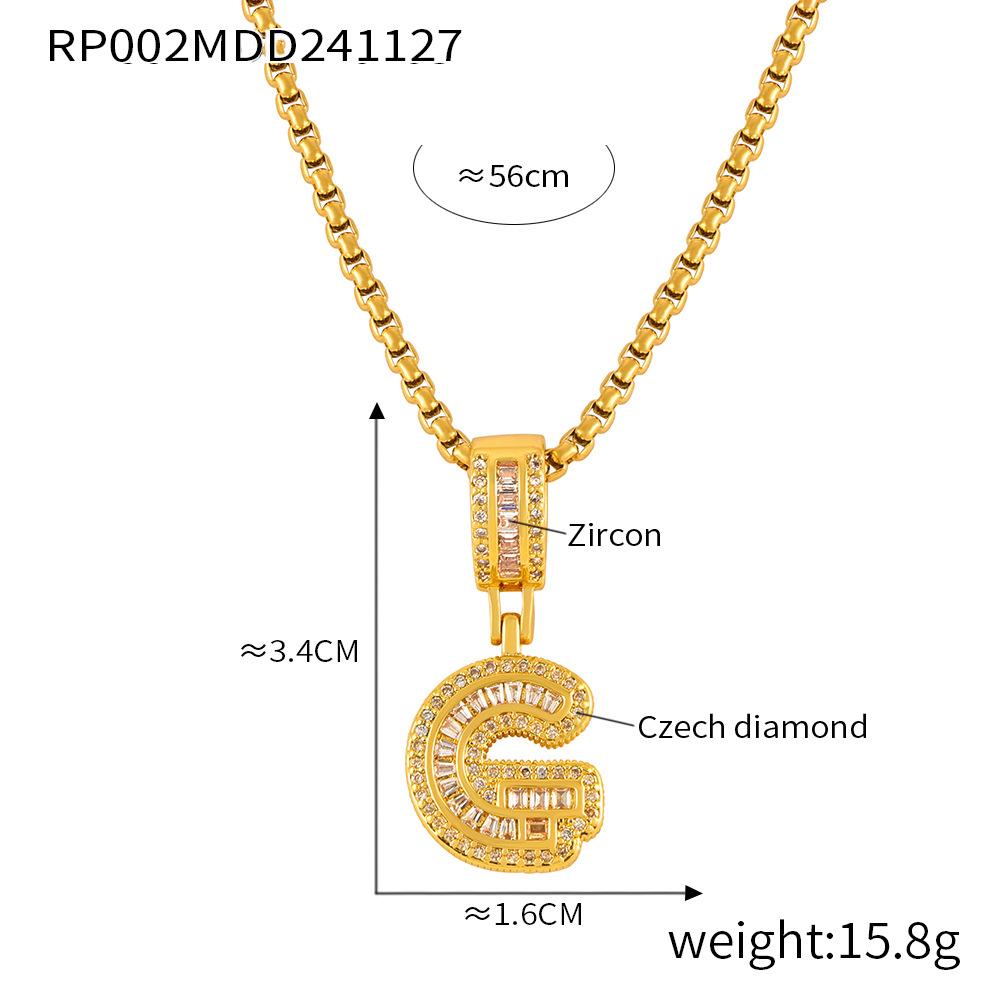 Fashionable New Zircon Letter Pendant Necklace 26 A-Z Initials for Names Color-Retaining, In-Stock