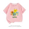 Summer new PokémonPikachu shortsleeved Tshirt for boys and girls middlesized and largesized cartoon casual top trendy design