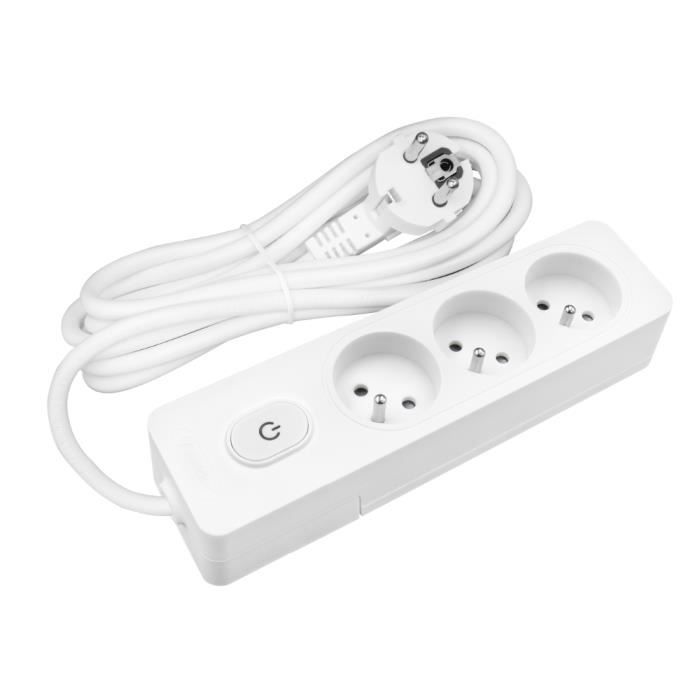 SELDUR G3FA32B Power Strip, 3 Type E Sockets + Indicator Switch, White, 3m Cable
