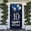 10th Birthday Door Cover Decoration 71 x 35 Inch Blue and Silver Balloon Banner for Tenth Birthday Party Supplies Happy 10 Years Old Photo Booth