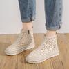 Модные Горячие Продажи 2025 Новые Женские Дышащие Сетчатые Ботинки Летняя Обувь Кружевная Прогулочная Неглубокая Новая Однотонная Нескользящая Повседневная Обувь 35-40 Обувь