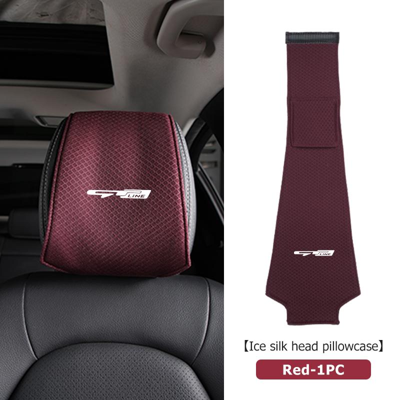 AANU1 Universal Car Seat Headrest Ice Silk Head Pillow Dustproof Cover For KIA gt gtline Xline ceed Forte RIO STINGER Seltos K3 K4