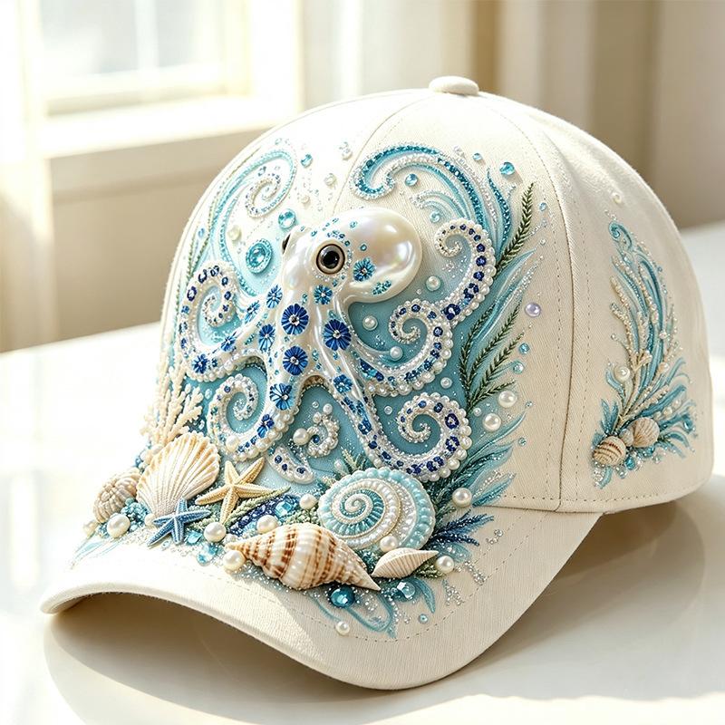 D printed ocean turtle baseball cap women's sunshade sun protection cap ethnic style versatile fashion hat d hat