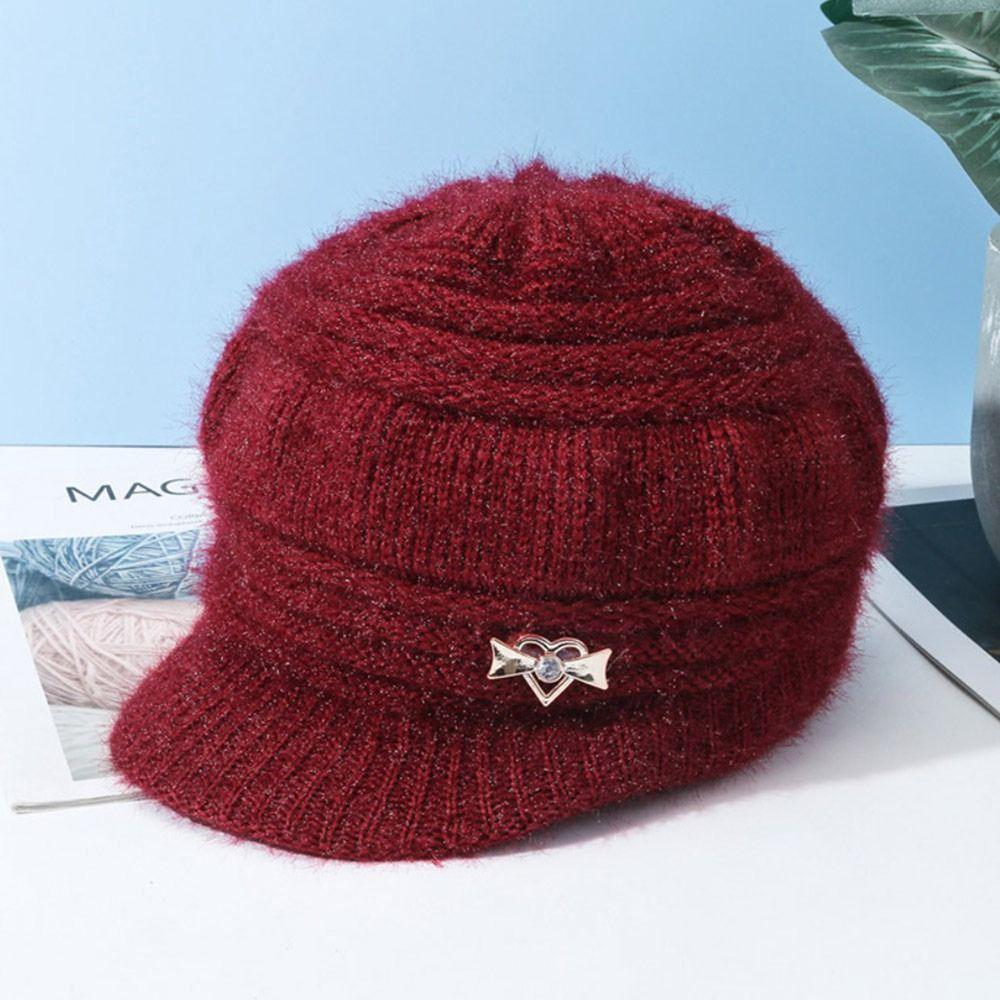Вязаная шерстяная шапка, однотонная вязаная шапка, женская мода, зимний головной убор для пожилых людей