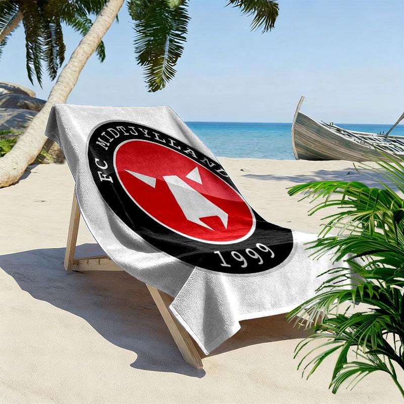 FC Midtjylland logo Print Beach Towel, Large Soft Quick Dry Towel for Beach Camping Swimming