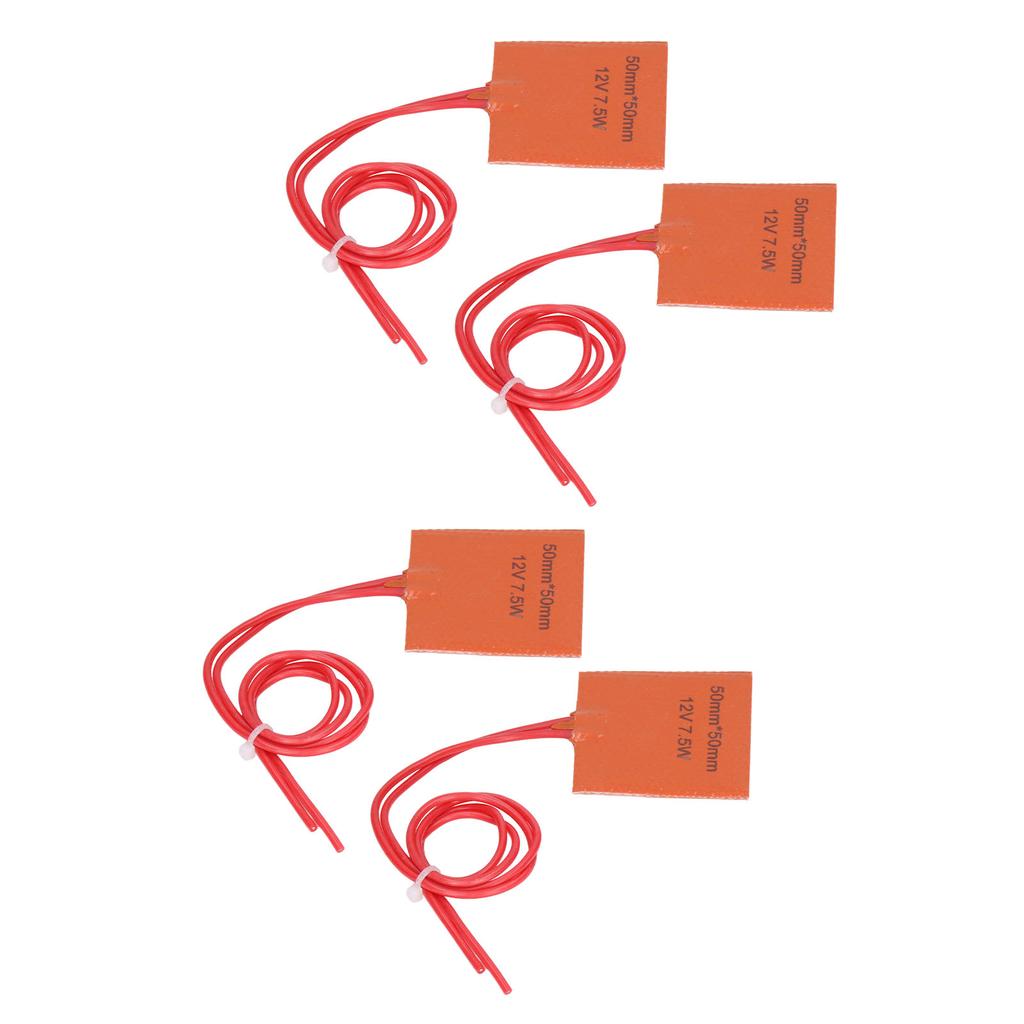 4 шт. Нагревательный мат Силиконовый нагревательный элемент Грелка 12 В 7,5 Вт от 120 до 150 градусов 50x50 мм для трубопровода бочки