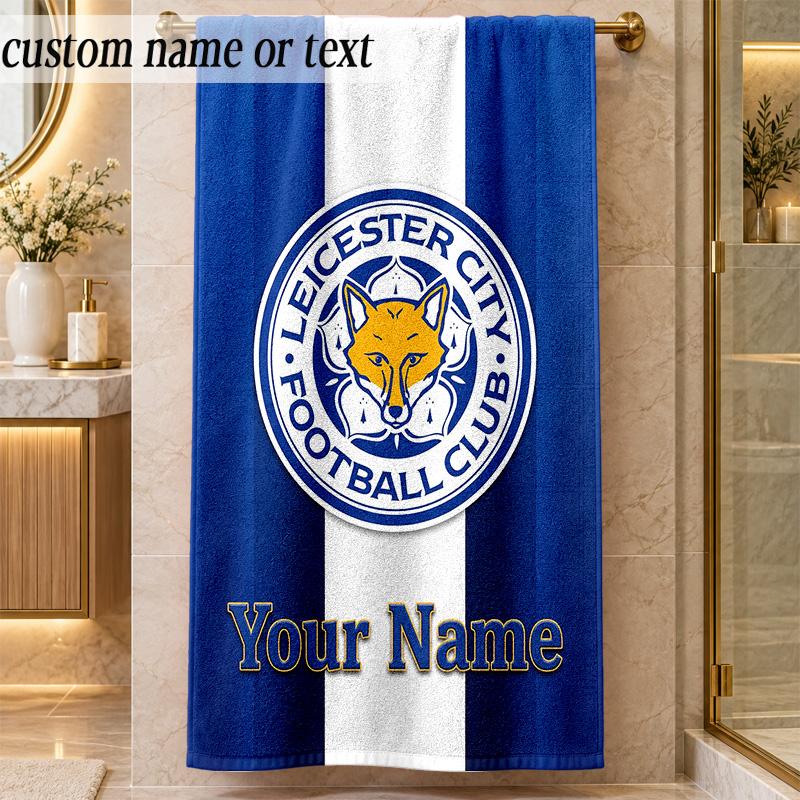 Beach TowelLeicester City Custom Name Text Personalized Soft Towel for Beach Pool Indoor Home Decor Gift