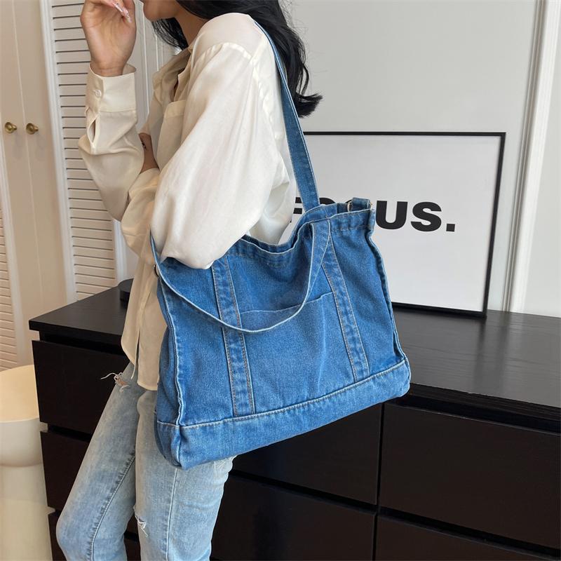 Джинсовая большая сумка Женская сумка через плечо Повседневная сумка через плечо