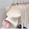 Semi-turtleneck Bottoming Shirt Women's Autumn and Winter Inner Twist Pearl Unique Chic Top Sweater Knitted Sweater Long Sleeve