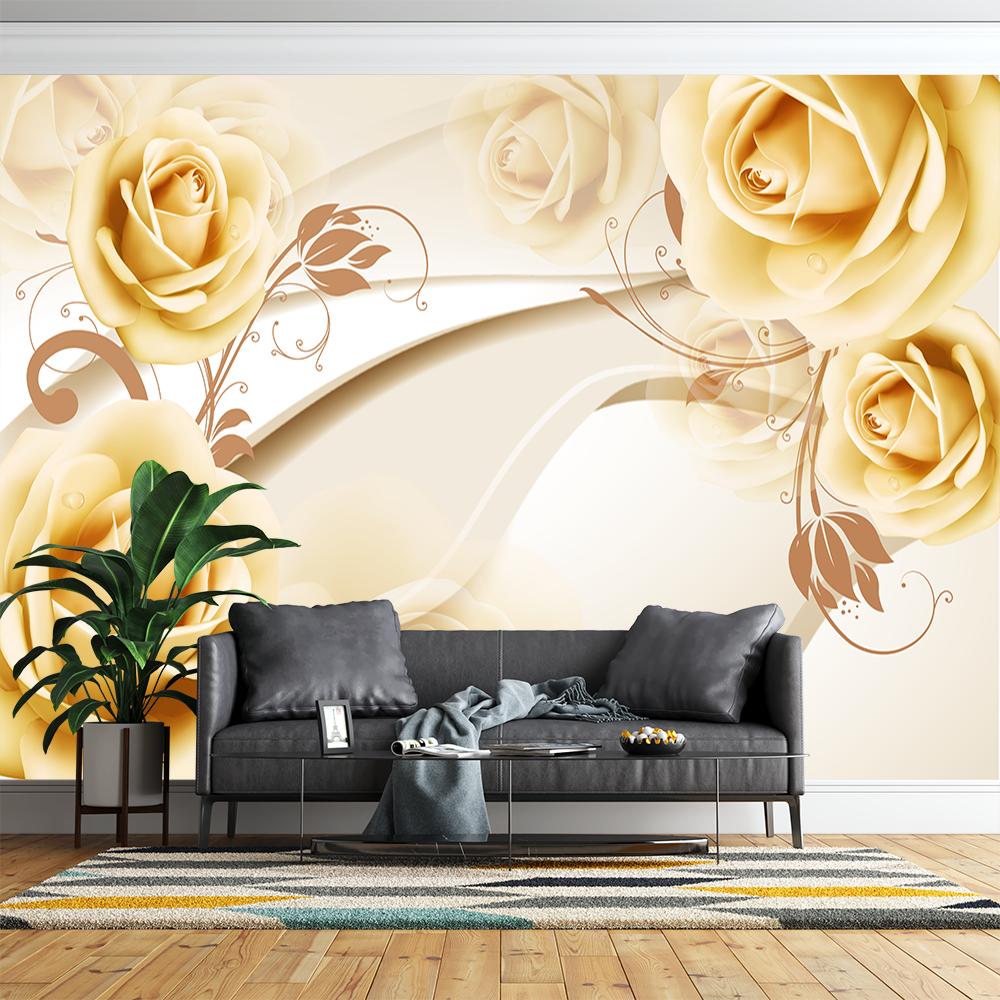 Цветочная фреска 3D рельефные обои с цветами Современные ювелирные изделия Фреска Гостиная Спальня Настенные росписи Домашний декор