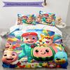 3pcs Cocomelon Bedding Set Duvet Cover Closure Includes 1 Duvet Cover & 2 Pillowcases, Soft and Comfortable for All Seasons.
