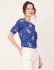 Moomaya Printed Viscose Summer Top For Women, Round Neck Short Sleeves Casual Top