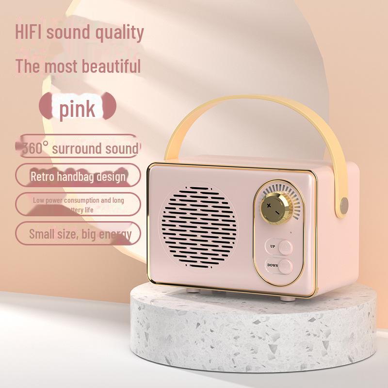 Ретро-динамик Bluetooth с портативным сабвуфером для использования на открытом воздухе – Мини-дизайн с USB и доступом к карте памяти, идеальный аудиоподарок для девушки