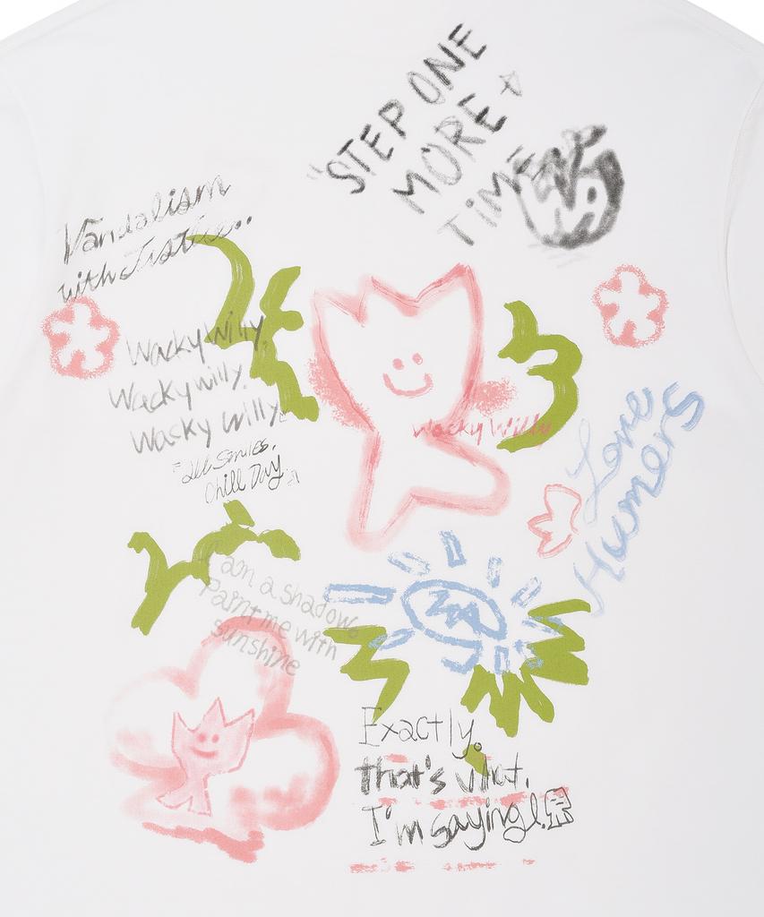 WACKY WILLY Kiki Graffiti Short Sleeve T-Shirt White
