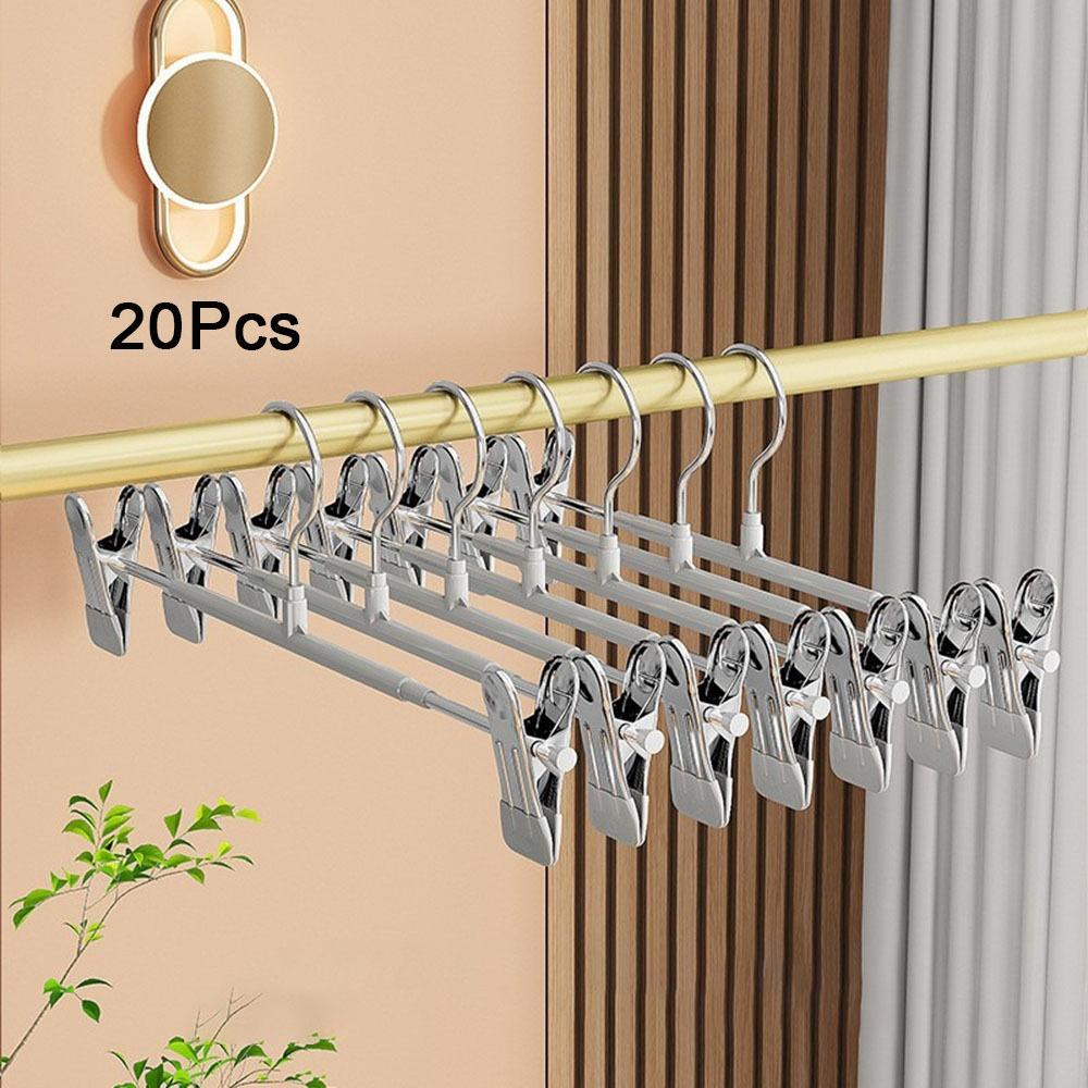 20Pcs Anti-slip Pant Hangers Stainless Steel Pants Clamp Closets Storage Organizer  Living Room