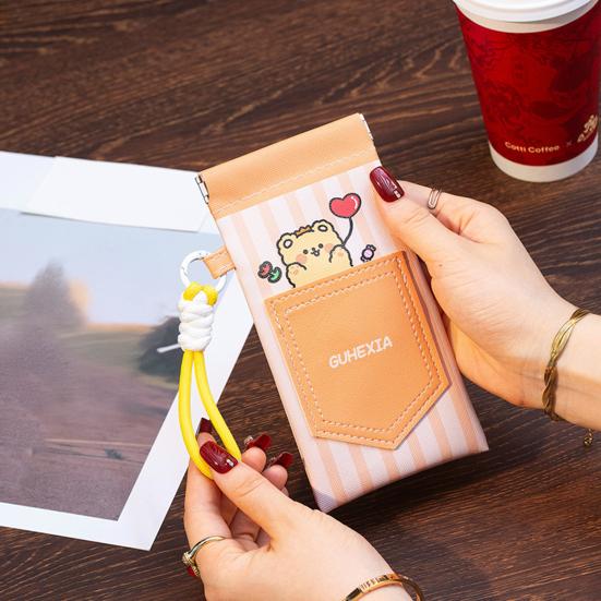 Magnetic Glasses Bag with Lanyard Cute Glasses Pouch Squeeze Top Sunglass Pouch Portable Eyeglass Case