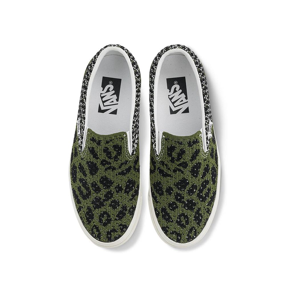Men's Sneakers Vans PREMIUM Canvas Shoes Unisex Low-top Black Green Leopard Print