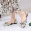 Bow Shallow Mouth Ladyshoes Flat Shoes Women's 2025 Spring and Summer New Rhinestone Single Shoes Women
