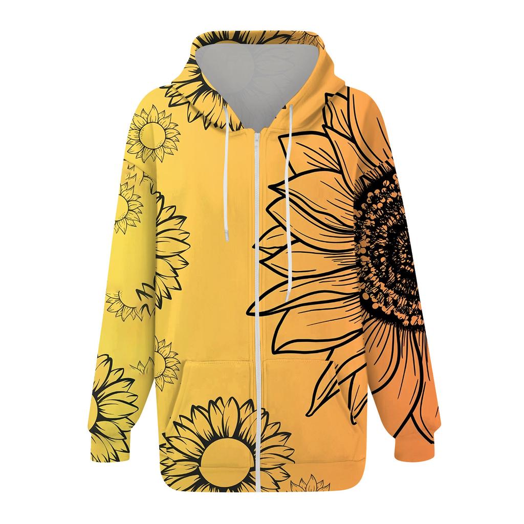 Женская толстовка с длинным рукавом и принтом, куртка с длинными рукавами и карманами, на молнии, пальто с капюшоном